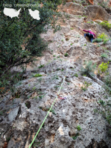 Jade leading Chupi. Climbing in Antalya, day 1.